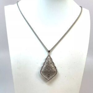 Designer Kendra Scott Aiden Silver-Tone Adjustable Lobster Pendant Necklace